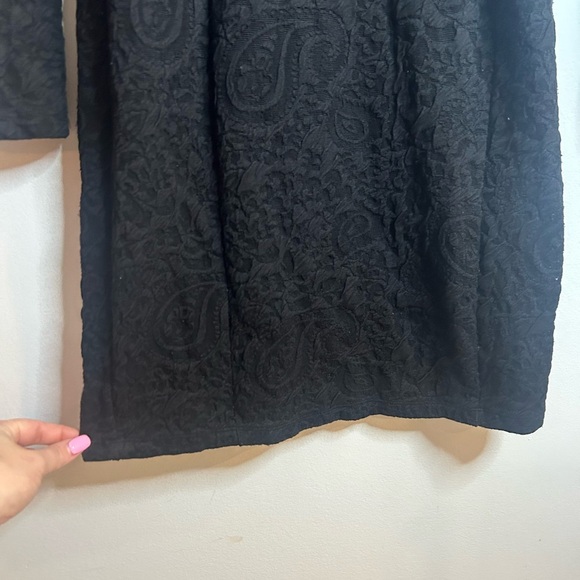 H&M size S, long sleeve black dress with jacquard print, scoop neck - Picture 4 of 7